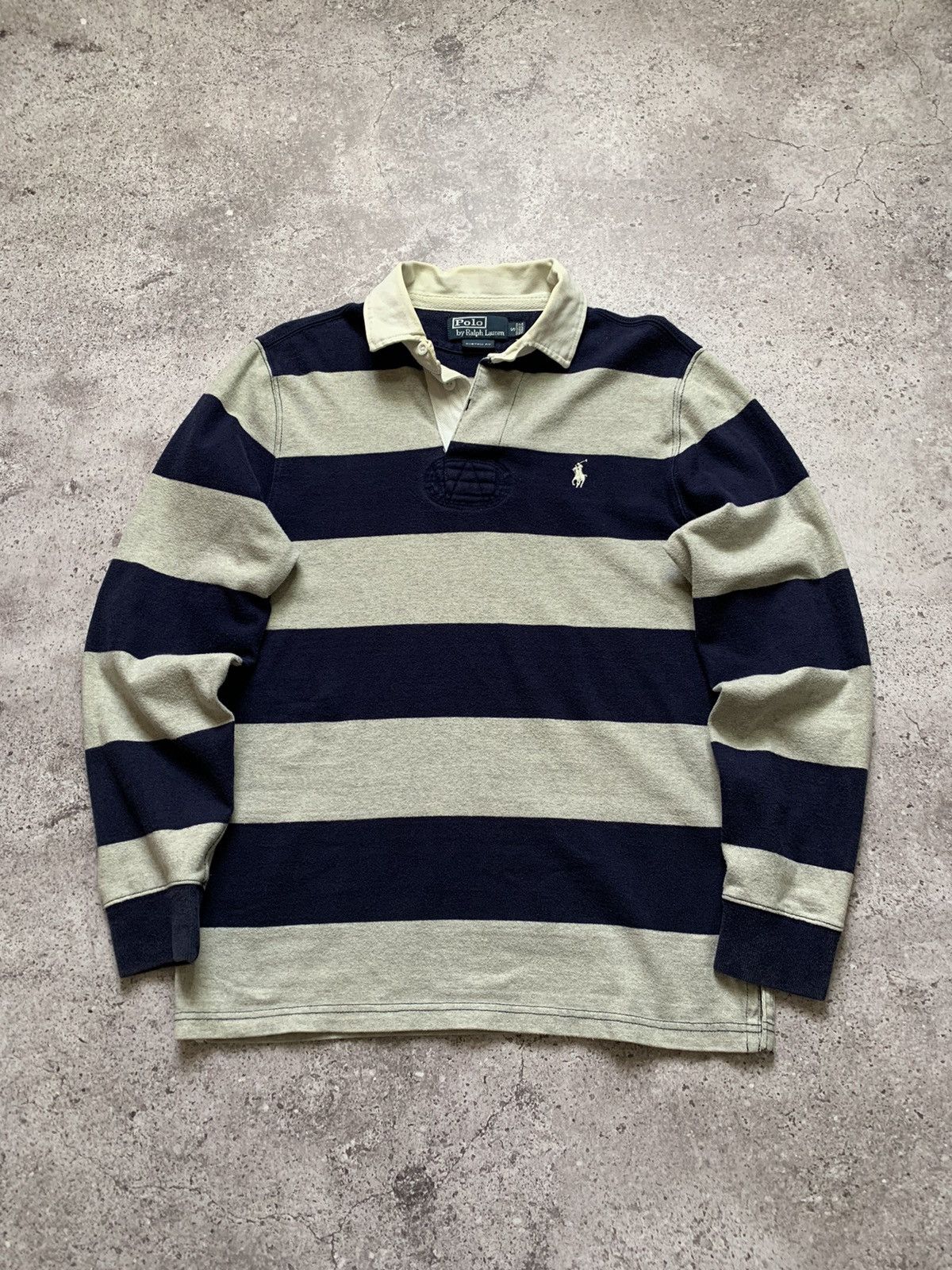 Polo Ralph Lauren × Rugby Ralph Lauren × Vintage Vintage Polo Ralph Lauren Stripped Blue Rugby Size US S / EU 44-46 / 1 - 1 Thumbnail