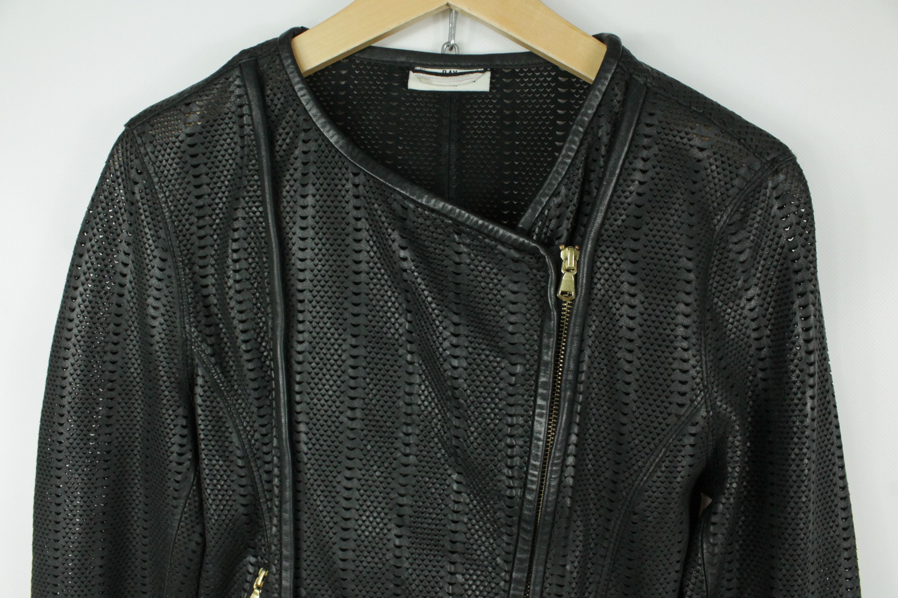 Other Day Birger et Mikkelsen Black Perforated Leather Jacket Size M / US 6-8 / IT 42-44 - 2 Thumbnail