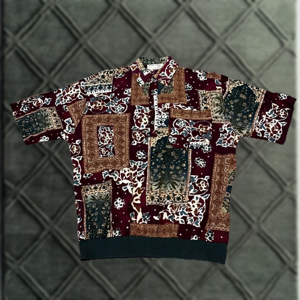Vintage VINTAGE Robert Alan Blouse 1/2 Button Front Pullover Floral Wine Red M Womens 90s Size M / US 6-8 / IT 42-44 - 1 Thumbnail