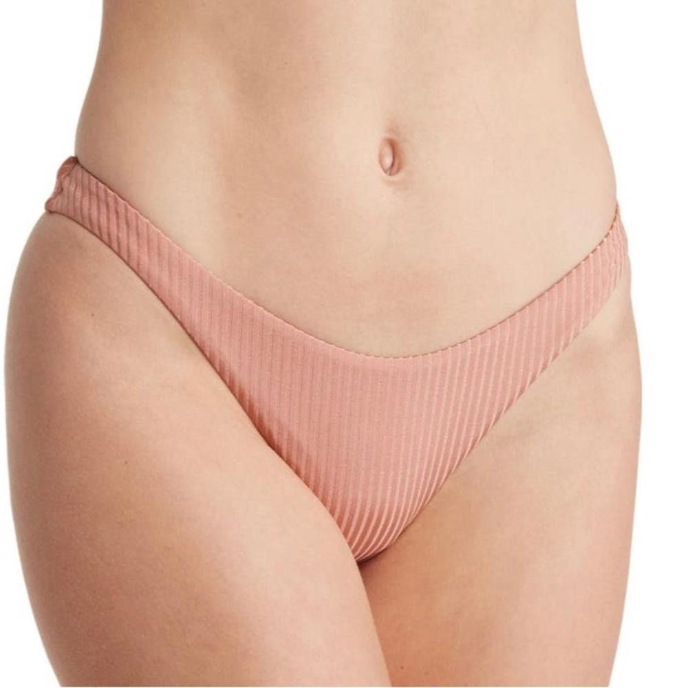Designer Vitamin A Midori High Leg Ribbed Bikini Bottom Pink Small Size ONE SIZE - 1 Thumbnail