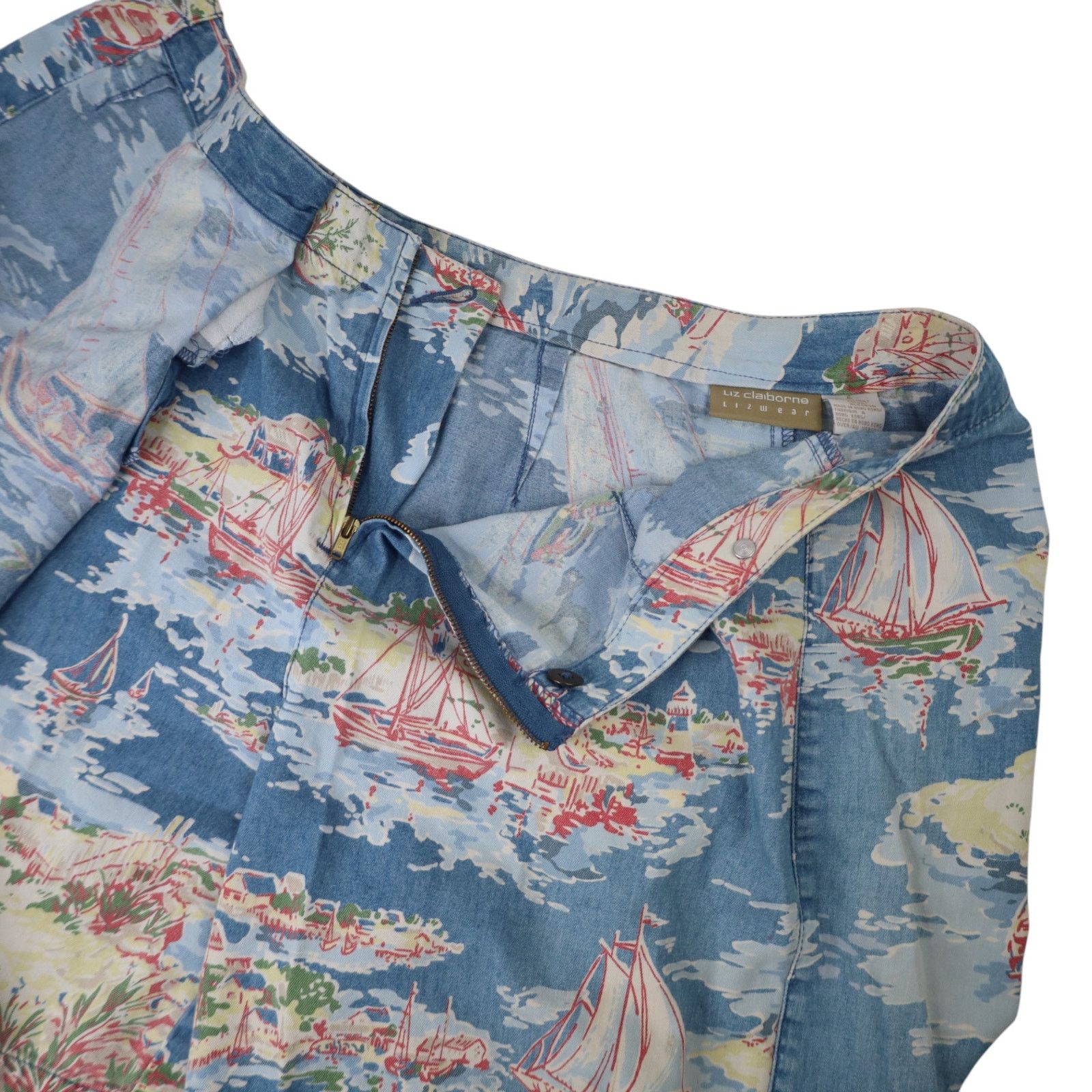 Liz Claiborne × Vintage Vintage Liz Claiborne Tropical Sailing Print Skort Size 28" / US 6 / IT 42 - 5 Thumbnail