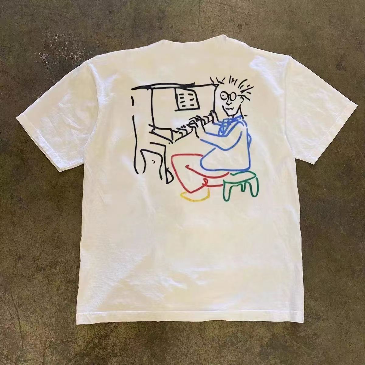 Japanese Brand × Vintage Piano print loose washed vintage t-shirt Size US M / EU 48-50 / 2 - 1 Thumbnail