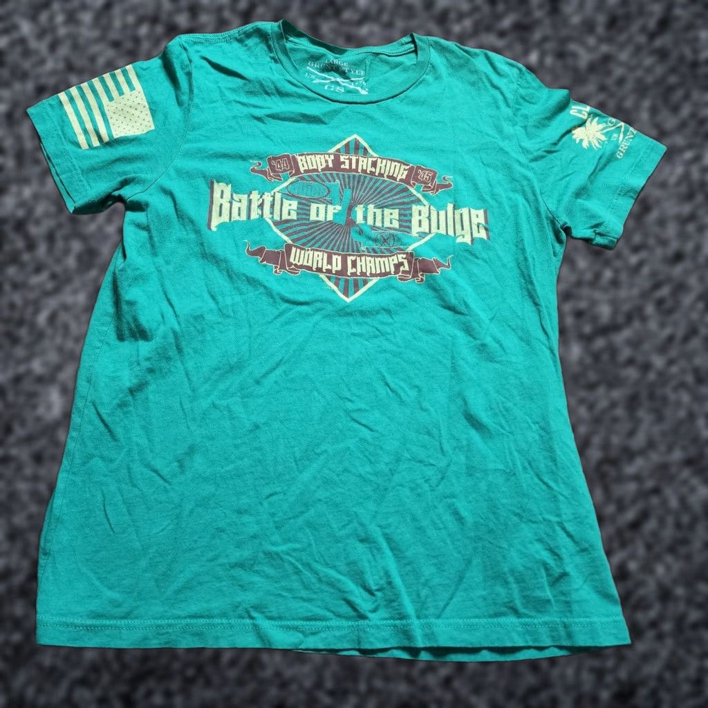 Vintage GRUNT STYLE Mens L T Shirt GREEN World Champs Body Stacking Club Size US L / EU 52-54 / 3 - 1 Thumbnail