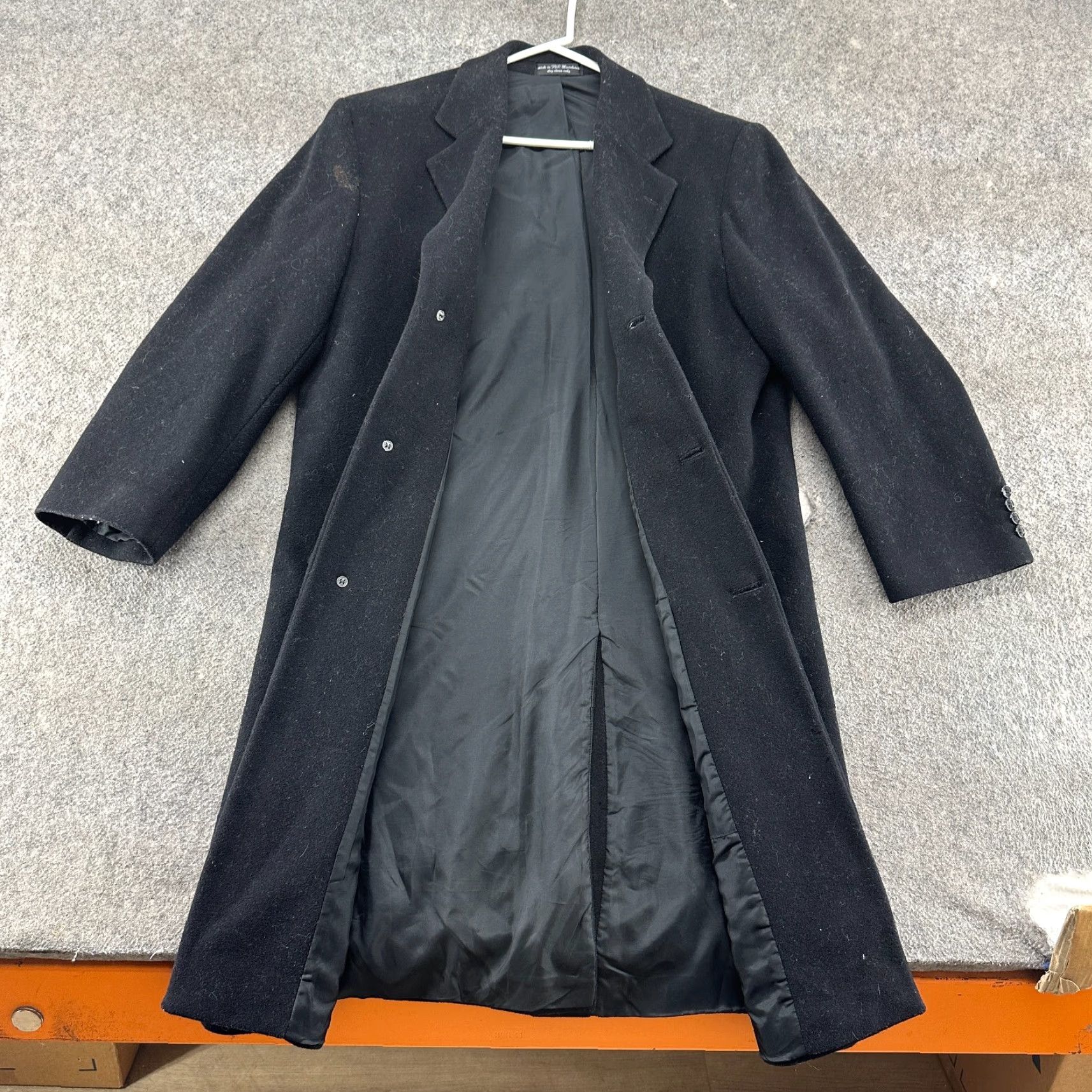 Kasper VINTAGE Kasper Coat Mens L Black Long Cashmere Blend Button Up Open 80s Classic Overcoat Long Sleeve Size US L / EU 52-54 / 3 - 5 Thumbnail
