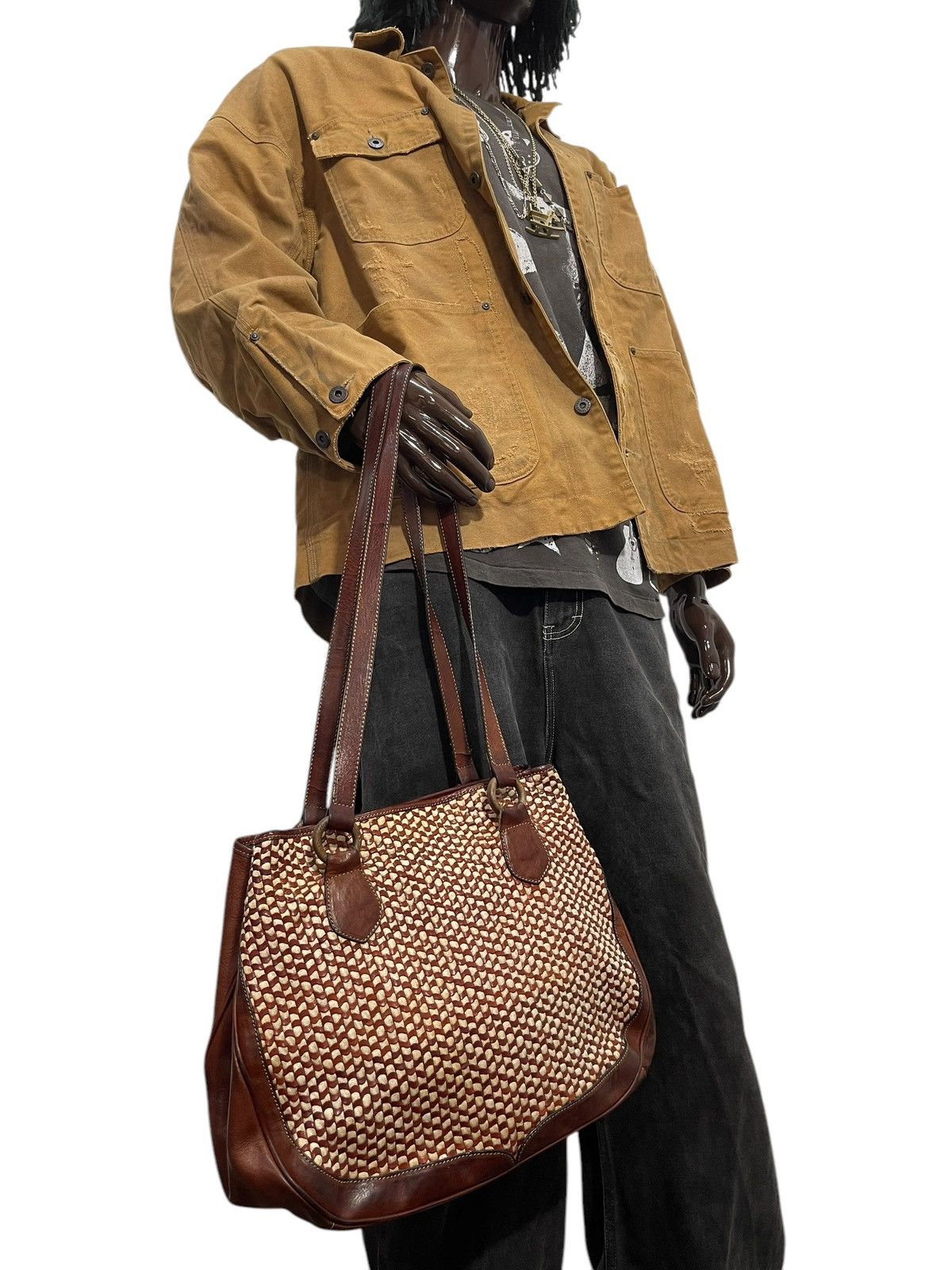 Genuine Leather Full Leather Patina Vintage Unknown Italy Shoulder Bag 1🟩2 Size ONE SIZE - 4 Thumbnail