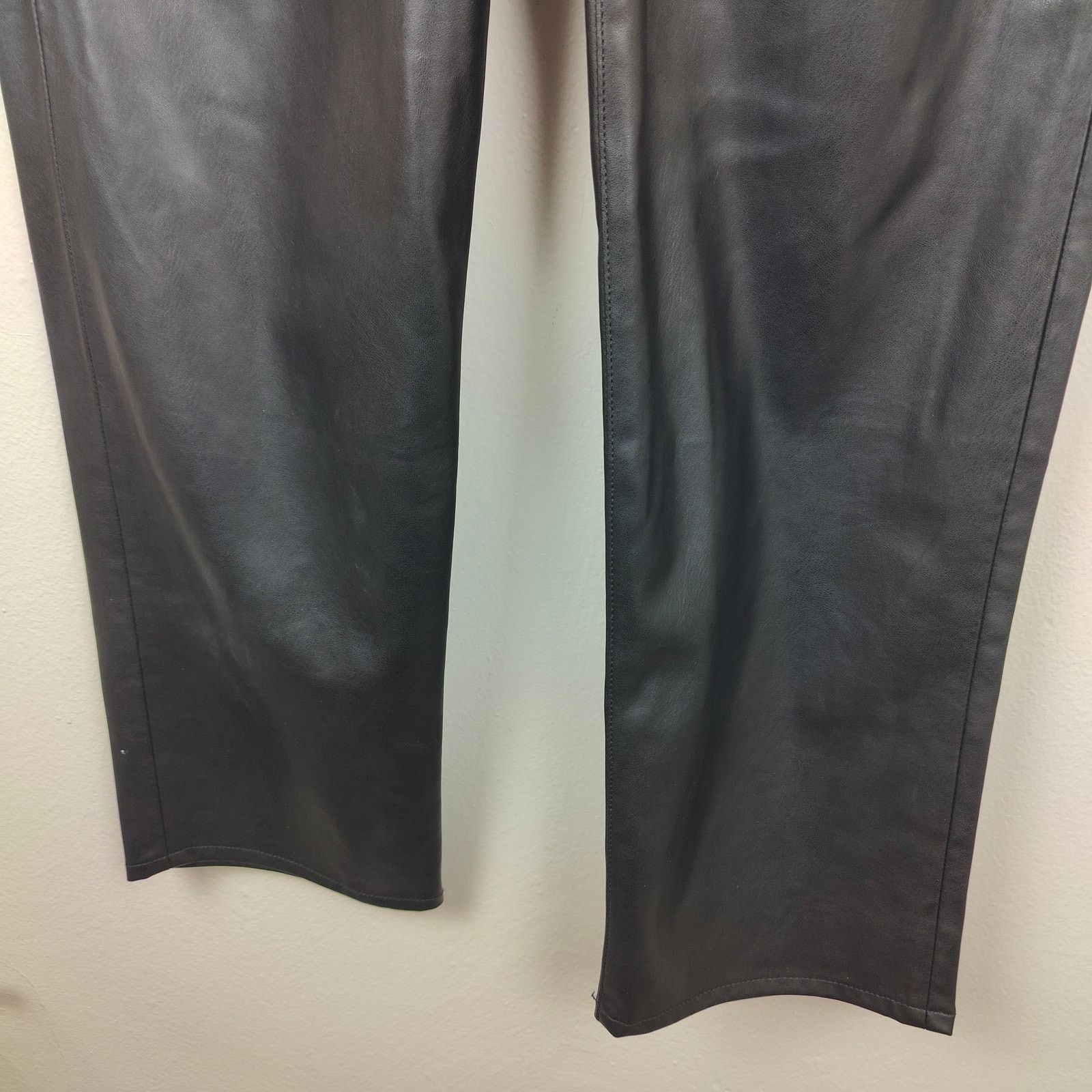 Levi's Levis Ribcage Straight Jeans Womens 27 Black Faux Leather Size 27" / US 4 / IT 40 - 3 Thumbnail