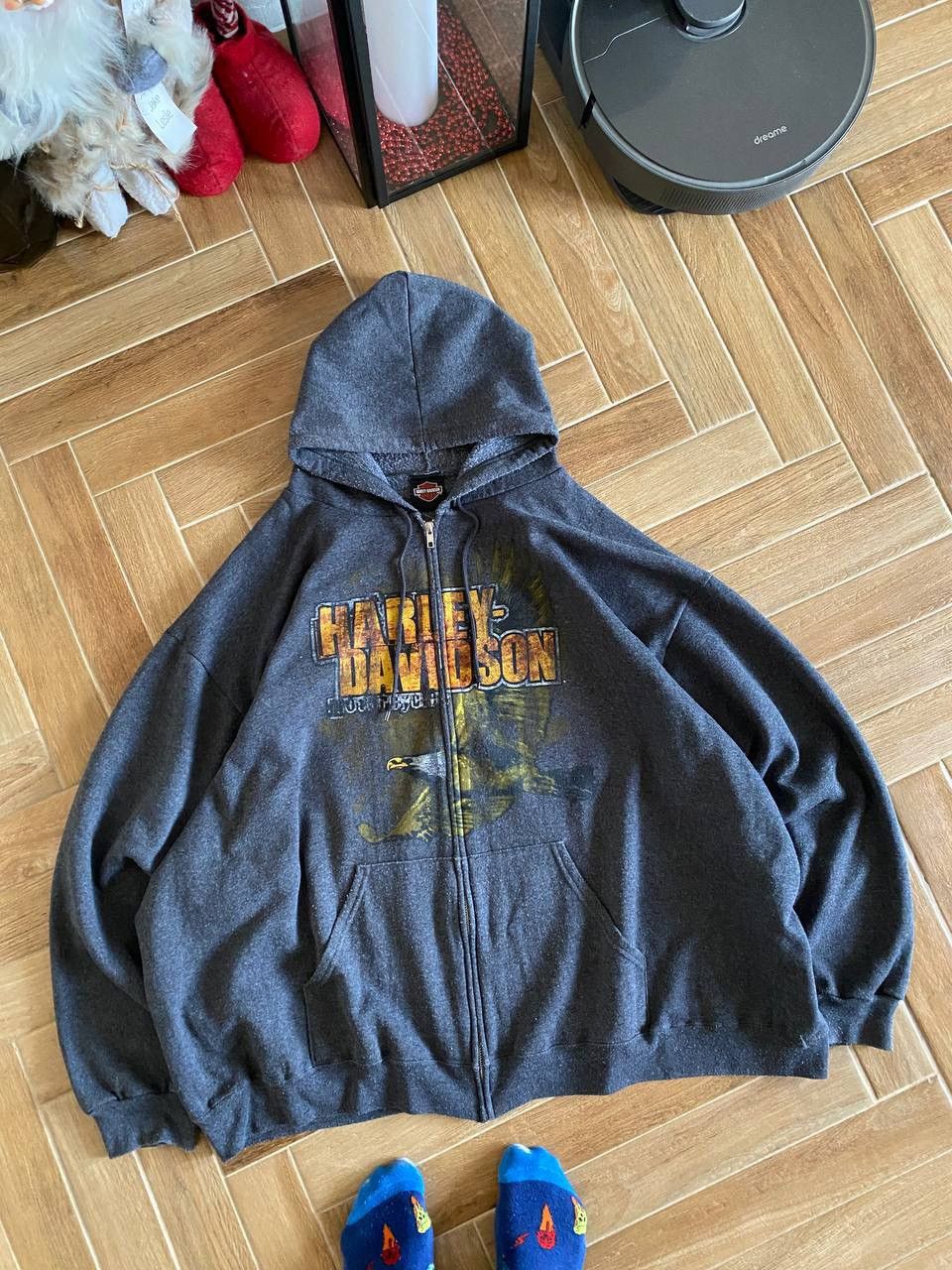 Harley Davidson × Vintage Vintage Harley Davidson Big Logo Zip Up Boxy Fit Hoodie 2012 Size US XXL / EU 58 / 5 - 1 Thumbnail