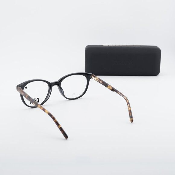 DKNY DKNY DK5050 001 Eyeglasses - Black/Havana 50mm Round Frame Size ONE SIZE - 10 Thumbnail
