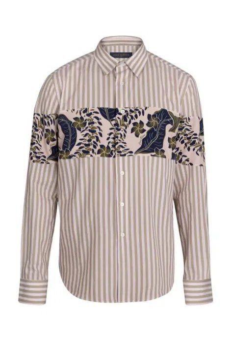 Louis Vuitton Louis Vuitton Striped Floral Hawaii Logo Print Shirt Size US XL / EU 56 / 4 - 1 Thumbnail