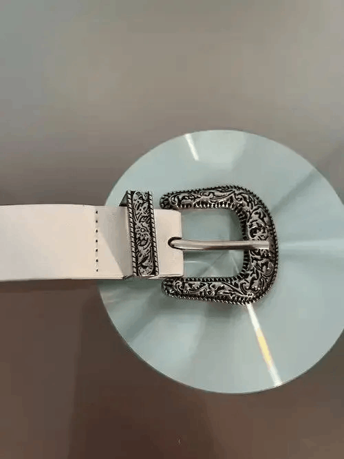 Japanese Brand Y2K Buckle Belt (white) Size 32 - 3 Thumbnail