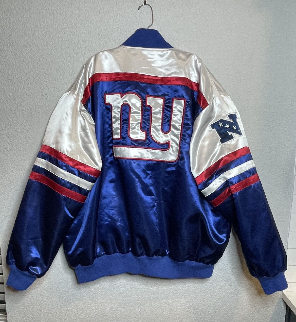 NFL NY Giants Bomber Polyester Jacket w Large Logo Sz 4XL Size US XXL / EU 58 / 5 - 1 Thumbnail