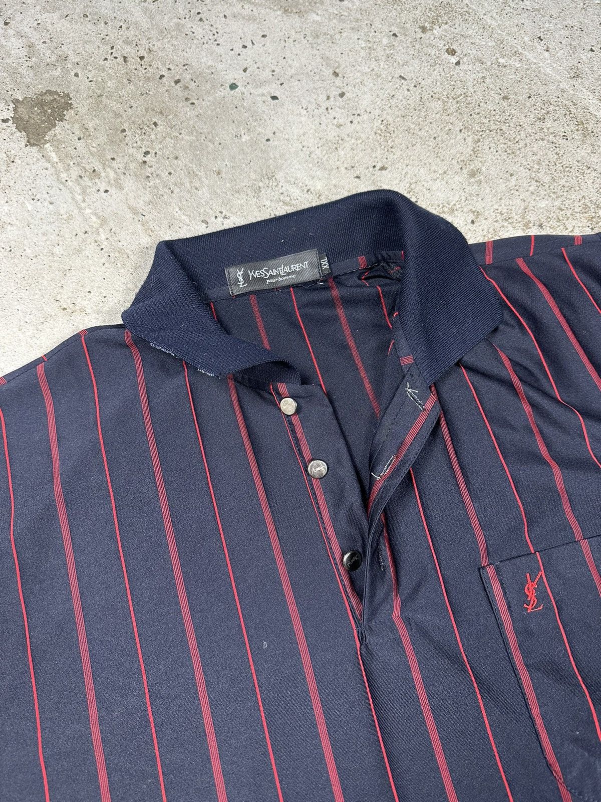 Yves Saint Laurent Vintage 90s Yves Saint Laurent Silk Striped Polo Tee T Shirt Size US L / EU 52-54 / 3 - 7 Thumbnail