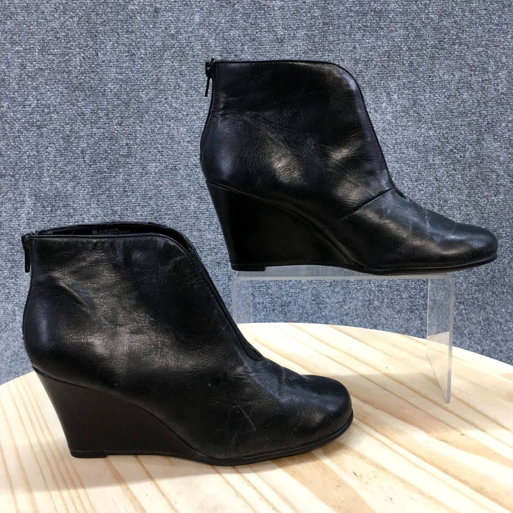 Vintage Aerosoles Boots Womens 8 M Plum Drum Casual Back Zip Wedge Ankle Bootie Black Size US 8 / IT 38 - 2 Thumbnail