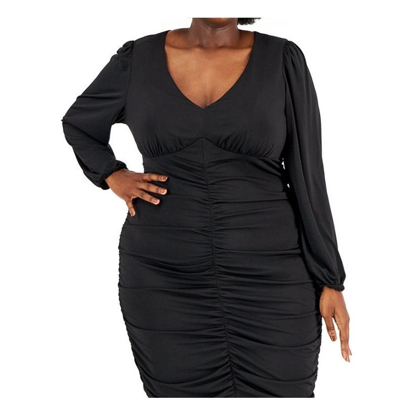 Other EMERALD SQUARE Women's Plus Size 24W Ruched Bodycon Dress Size 4XL / US 24-26 - 4 Thumbnail