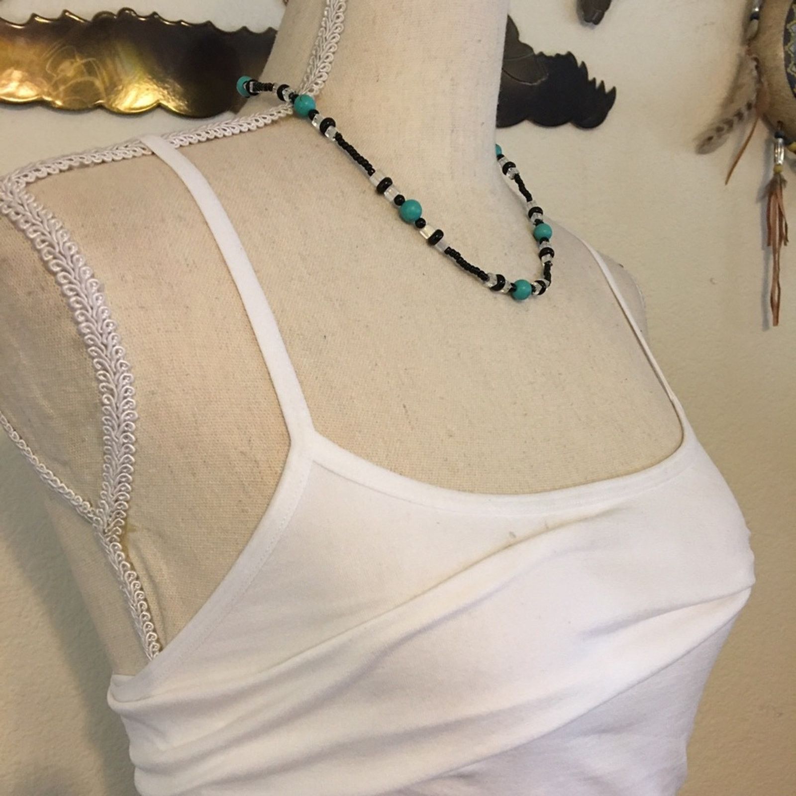 Jewelry Faux turquoise pearl glass beaded necklace Size ONE SIZE - 2 Thumbnail