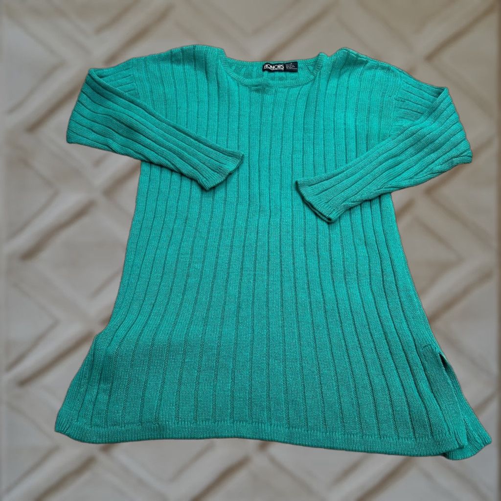 Vintage Honors Pullover Sweater Women's M Green Knit Crew Neck Casual Size M / US 6-8 / IT 42-44 - 1 Thumbnail