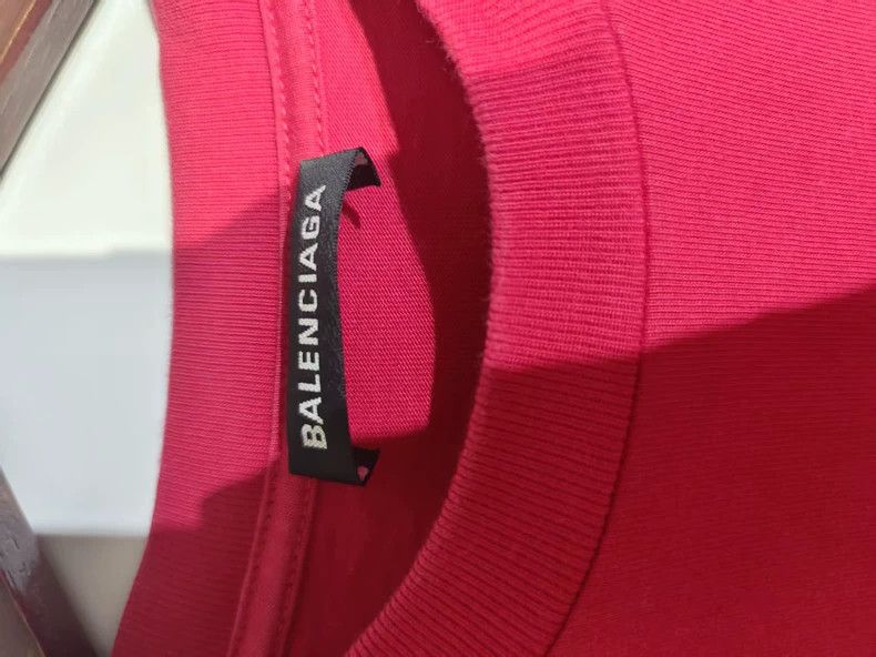 Balenciaga Red Crown Round Neck Short Sleeve