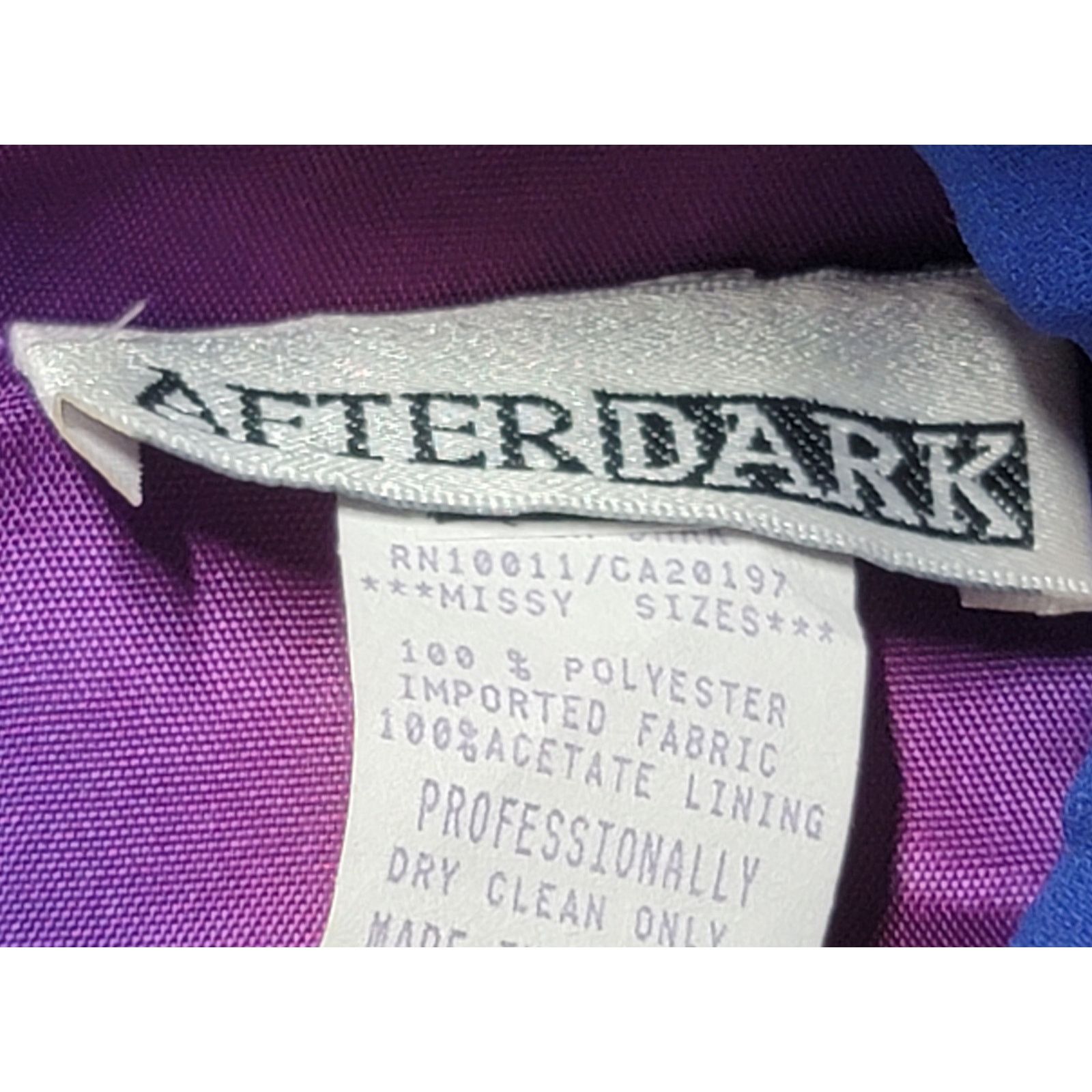 Other VTG After Dark Blue Pleated Cross Over Ruffle Dress Large Size L / US 10 / IT 46 - 3 Thumbnail