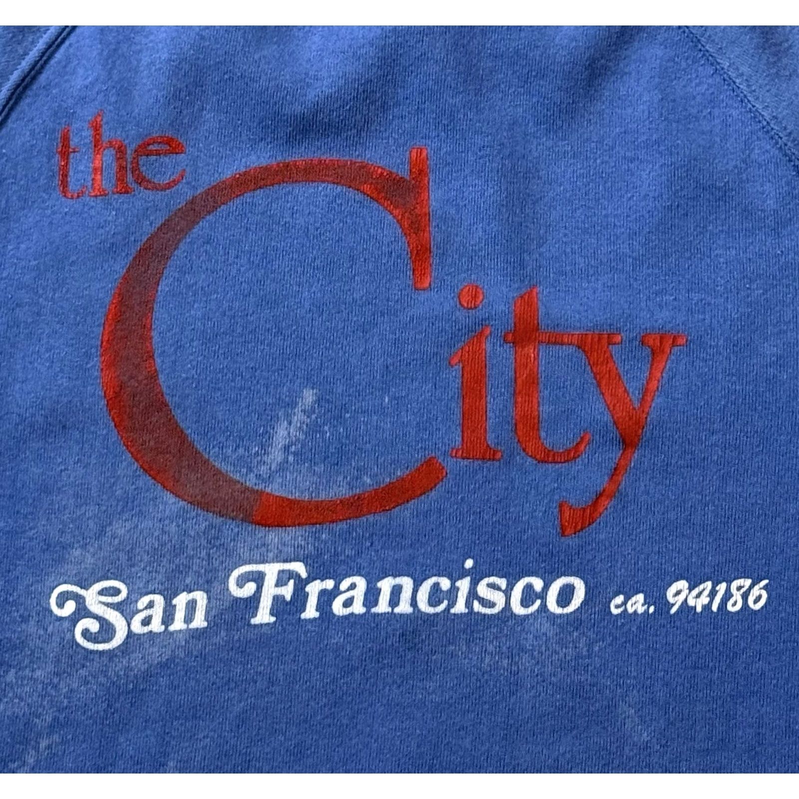 Jerzees VINTAGE Jerzees The City Crewneck Sweatshirt M Blue Cotton Polyester Fleece Graphic Print Unisex Adults 80s USA California Hipster Size US M / EU 48-50 / 2 - 4 Thumbnail
