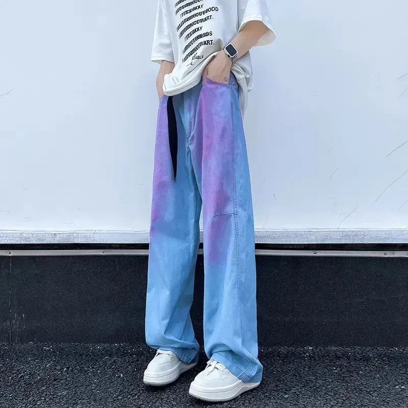 Japanese Brand Retro loose gradient rainbow straight leg jeans Size US 32 / EU 48 - 6 Thumbnail