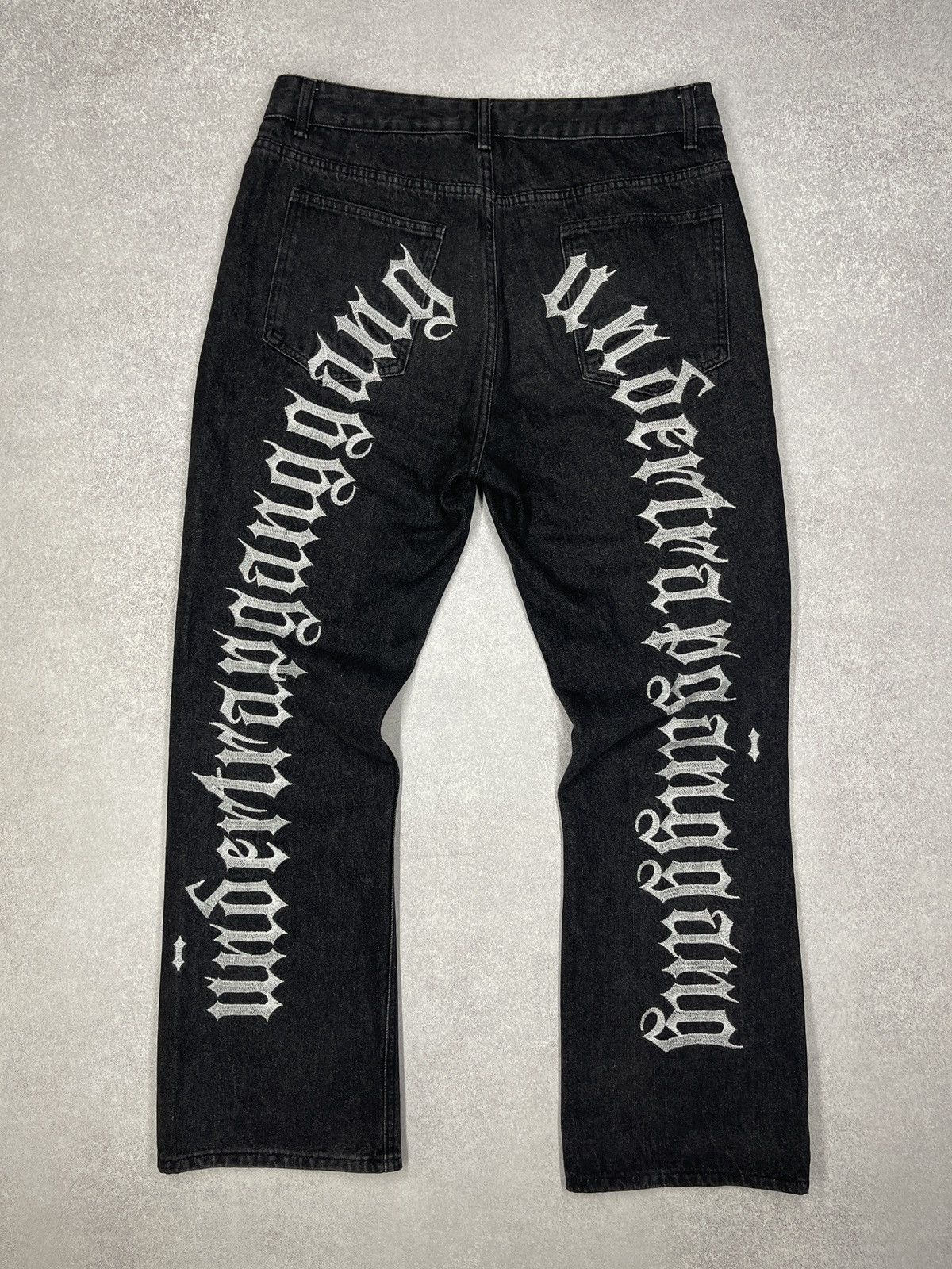 Other Women Mom Denim Flared Jeans Big Logo Inscription Size 34" / US 12 / IT 48 - 2 Thumbnail