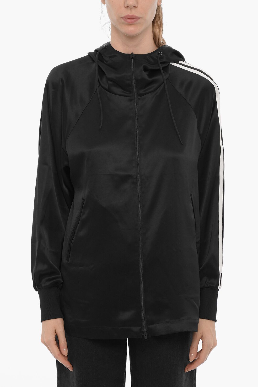 Y-3 × Yohji Yamamoto og1mm0824 Satin Sweatshirt with Hood and Zip Closure Size S / US 4 / IT 40 - 1 Thumbnail