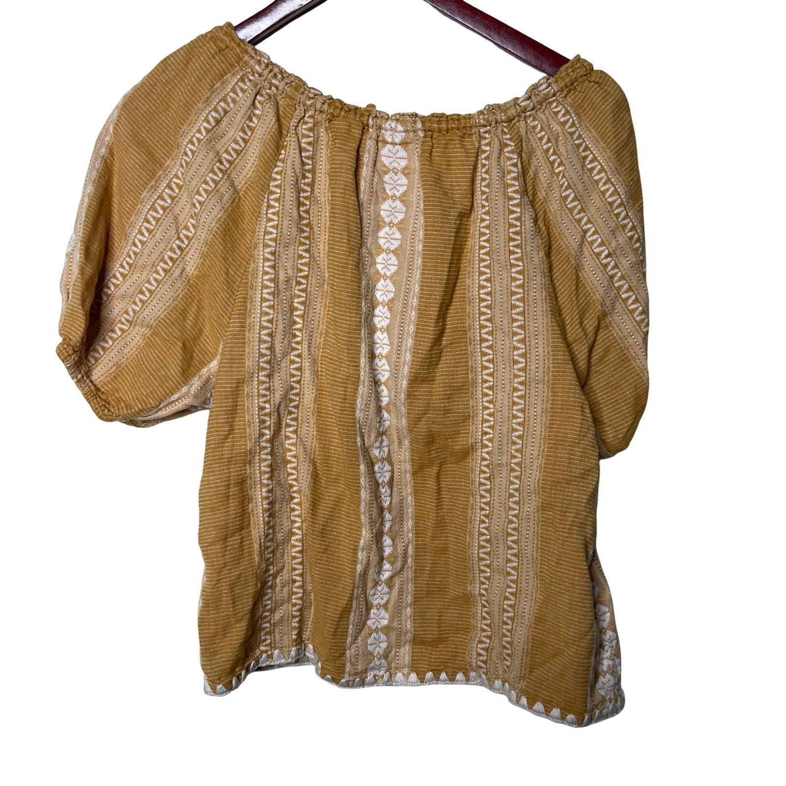 Saylor Saylor gold mustard embroidery blouse top sz L Size L / US 10 / IT 46 - 4 Thumbnail