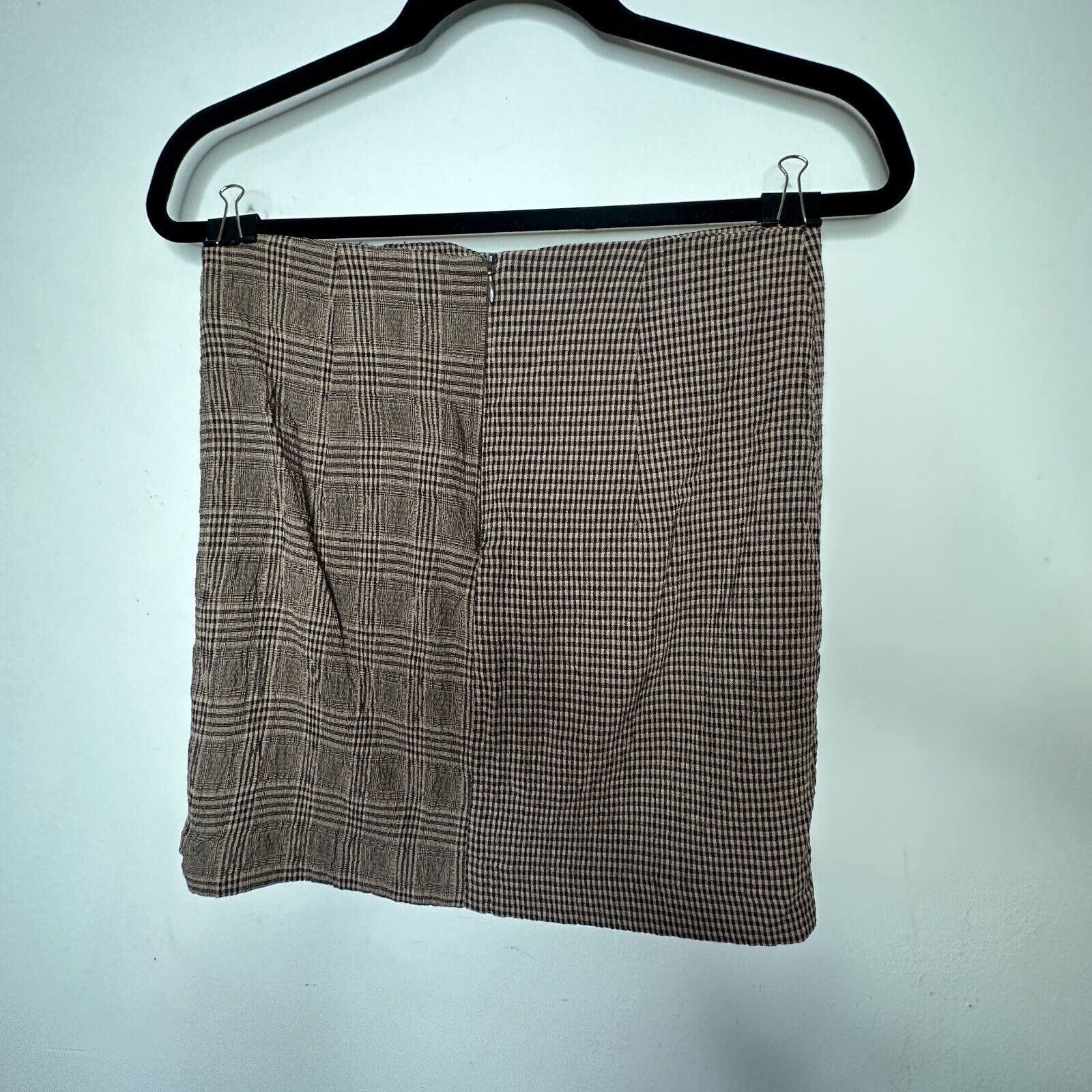 Mango Mango Brown Plaid Mix Side Ruffle ALine Back Zip Skirt Med Size 30" / US 8 / IT 44 - 8 Thumbnail