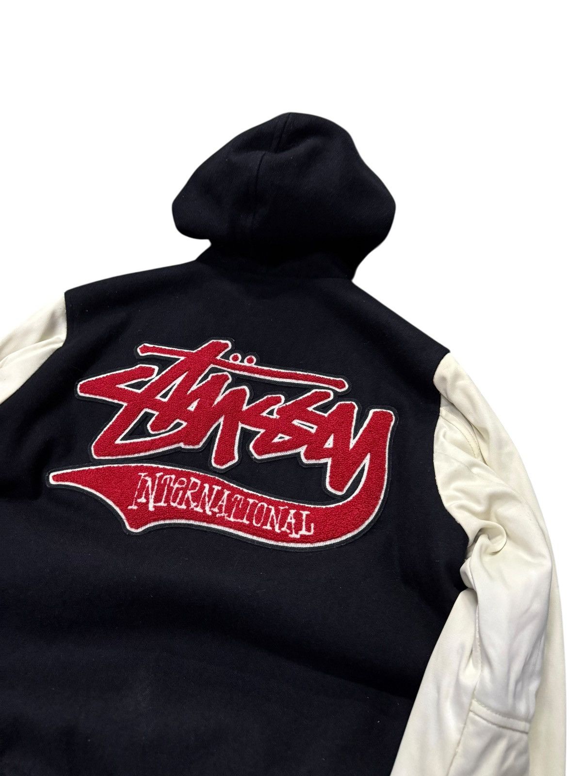 Stussy Vintage Stussy International Sign Hooded Wool Varsity Jacket Size US S / EU 44-46 / 1 - 8 Thumbnail