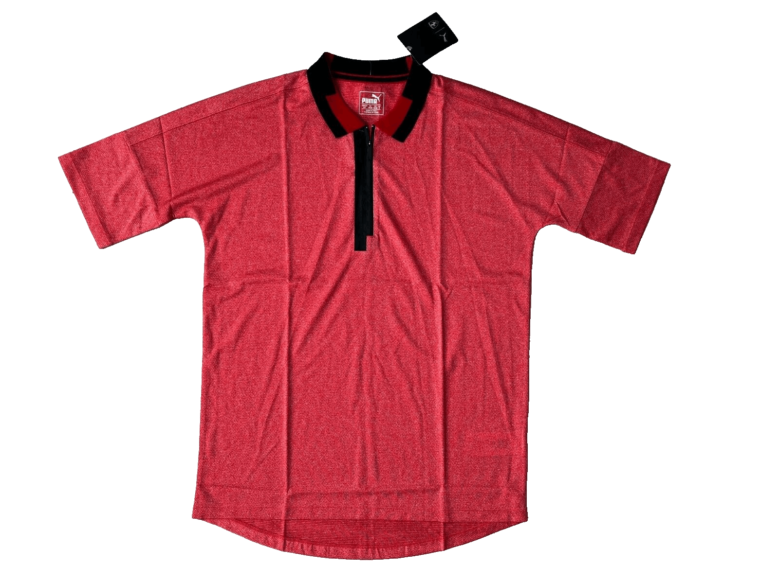 image of Puma X Ferrari 576993-03 Half Zip Polo Top Rosso Corsa ( S ) in Red, Men's (Size Small)