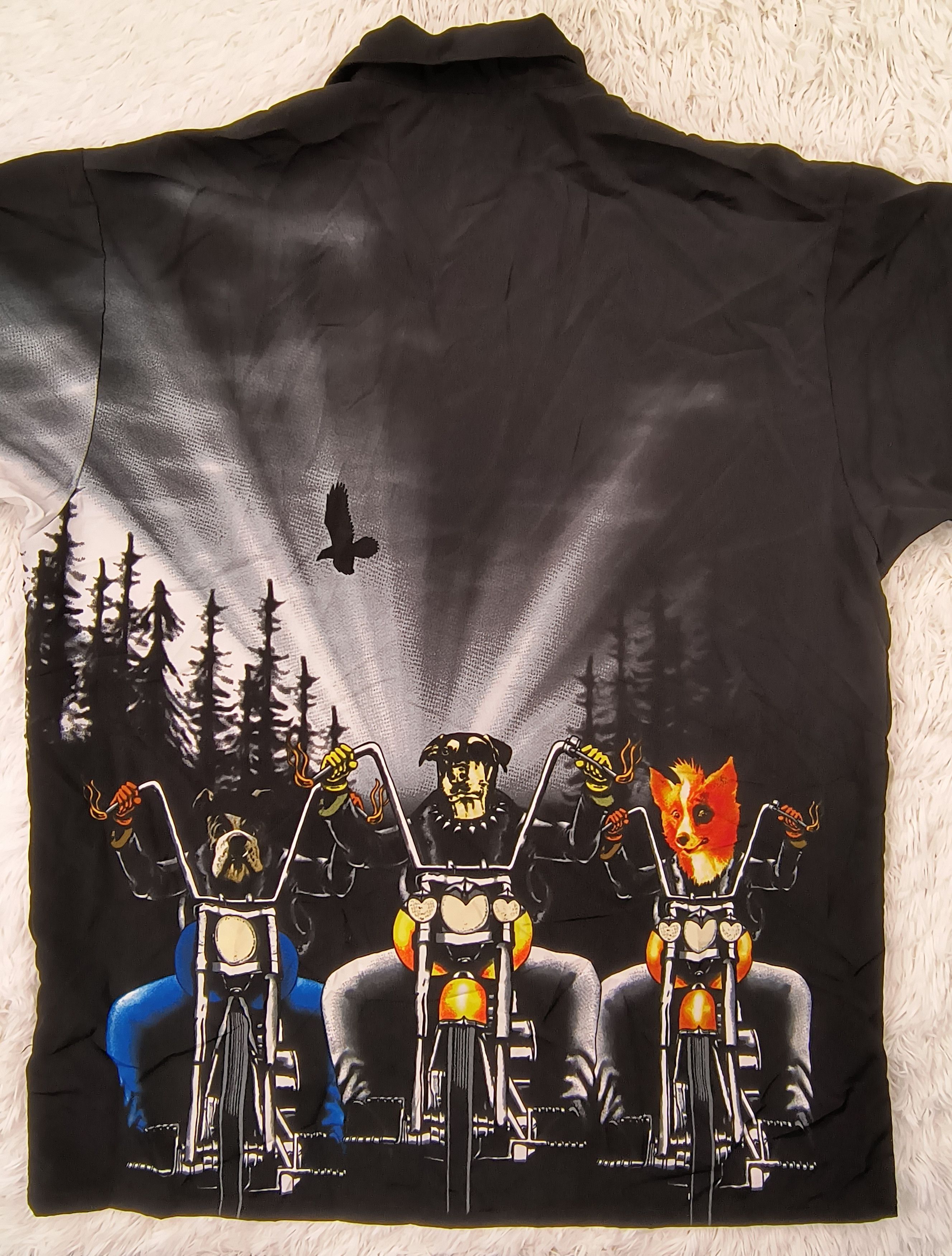 Dragonfly Vintage biker dogs 90s button up shirt Size US XL / EU 56 / 4 - 6 Thumbnail