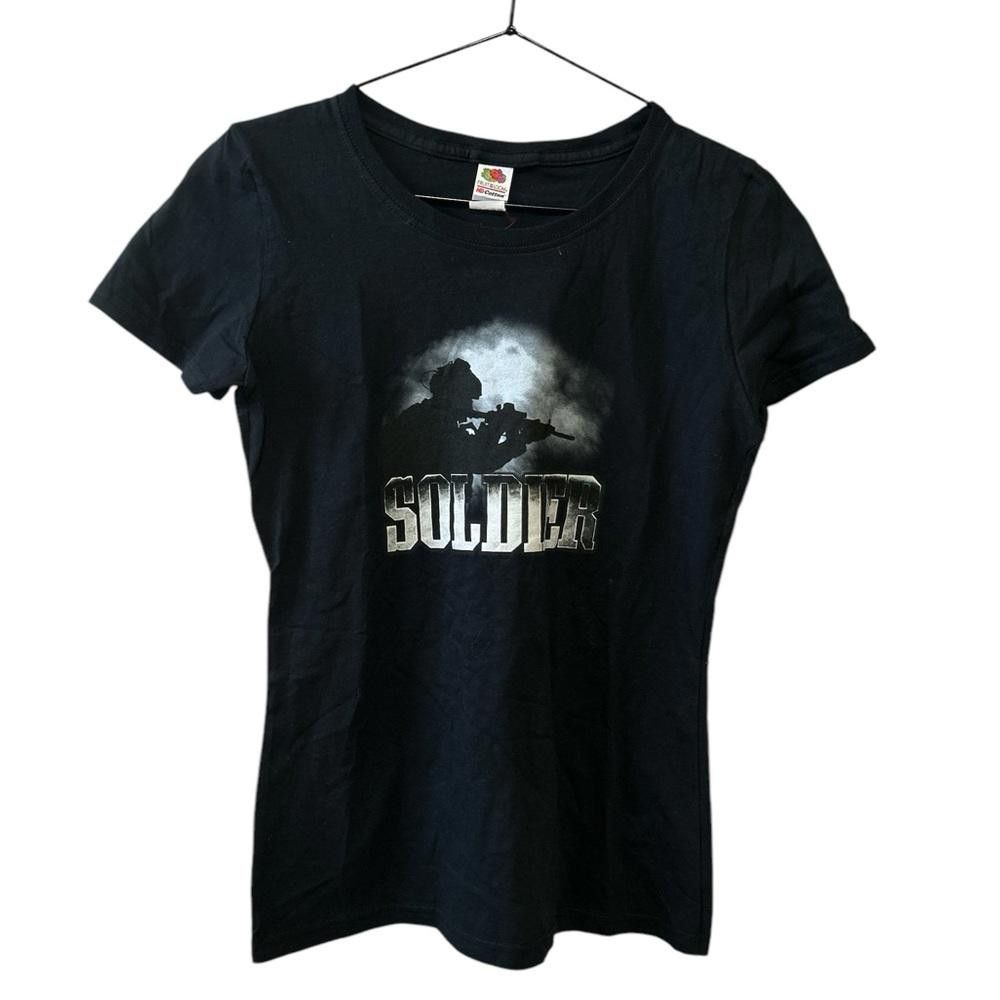 Designer Black women's t-shirt with soldier graphic Size S / US 4 / IT 40 - 1 Thumbnail
