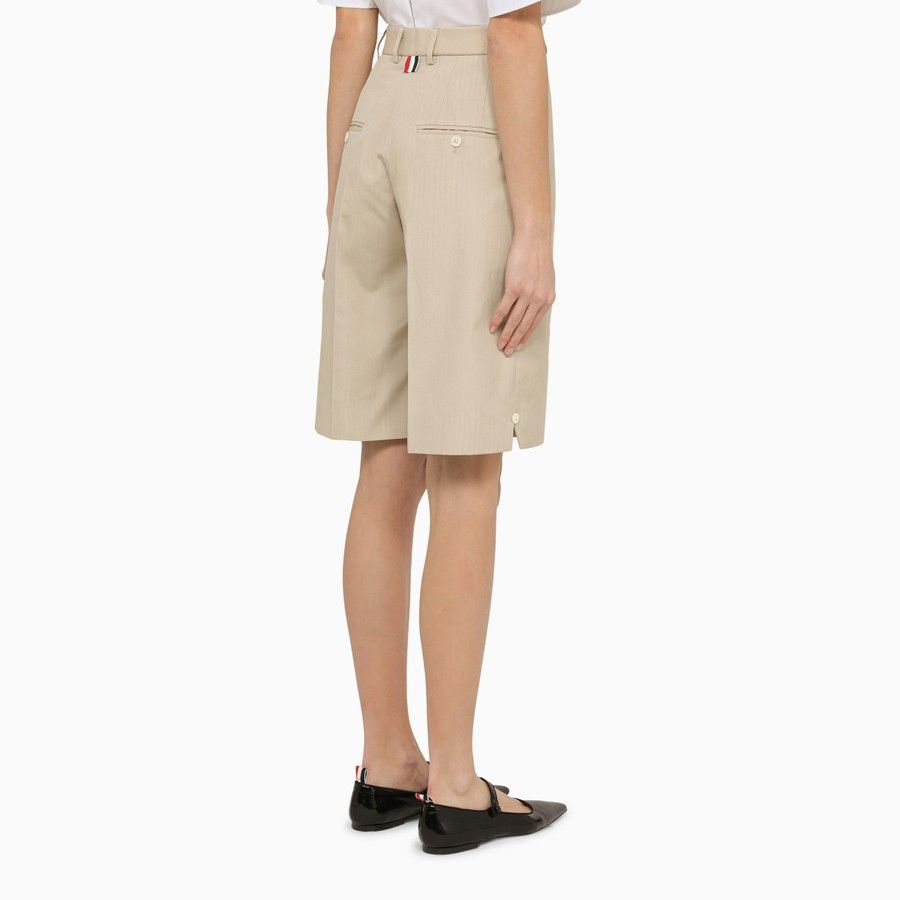 Thom Browne o1d2blof1024 High-Waisted Bermuda Shorts in Beige Size 27" / US 4 / IT 40 - 4 Thumbnail