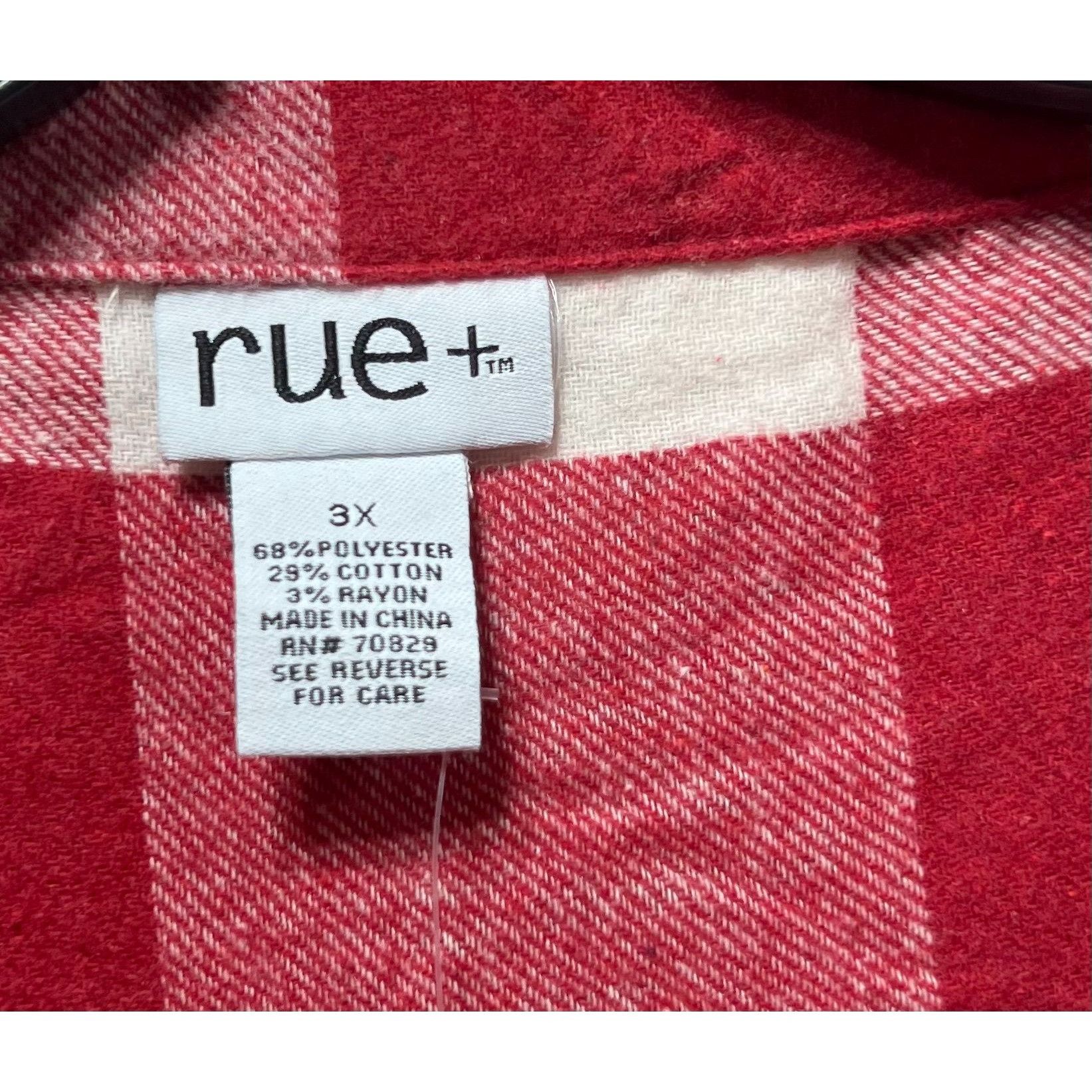 Other Rue + - Women's Long Sleeve Plaid Shirt - Red/White - 3X Size 3XL / US 20-22 - 10 Thumbnail