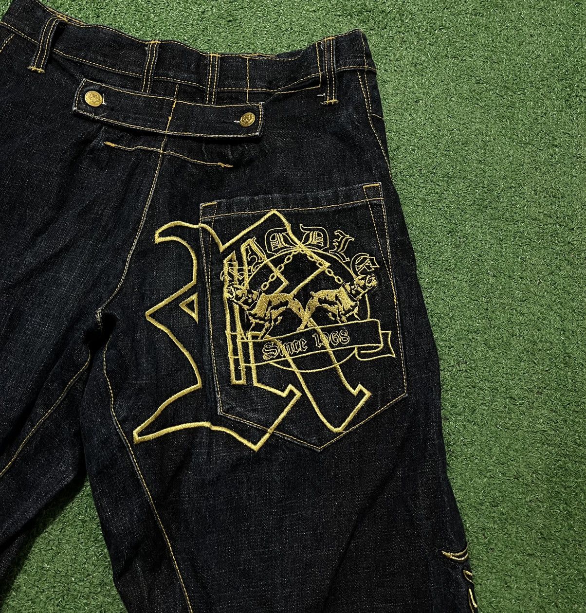 Japanese Brand × Vintage Riddle Denim Baggy Jeans Vintage Embroidery Dragon Rap Style Size US 30 / EU 46 - 7 Thumbnail