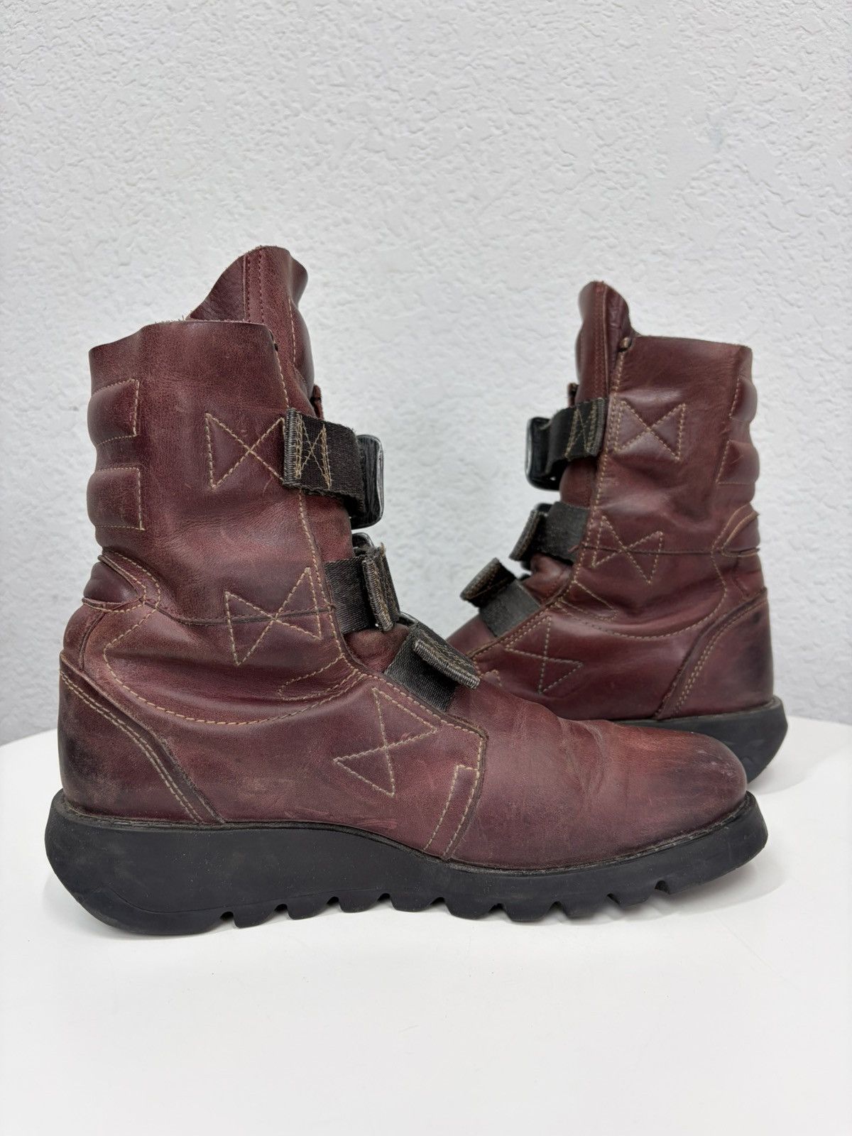 Hedi Slimane Vintage Rick Owens Vibe Leather Combat Biker Boots Archive Size US 6.5 / EU 39-40 - 12 Thumbnail