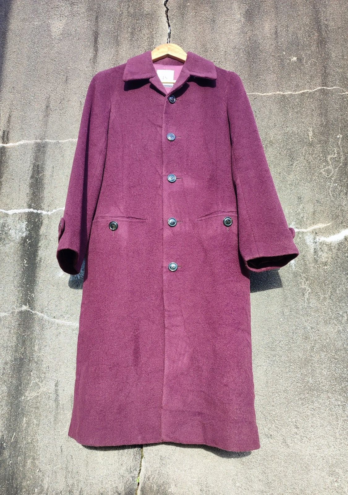 Issey Miyake I.S. sunao kuwahara Plum Wool Long Coat Avant-Garde Japanese Size S / US 4 / IT 40 - 1 Thumbnail