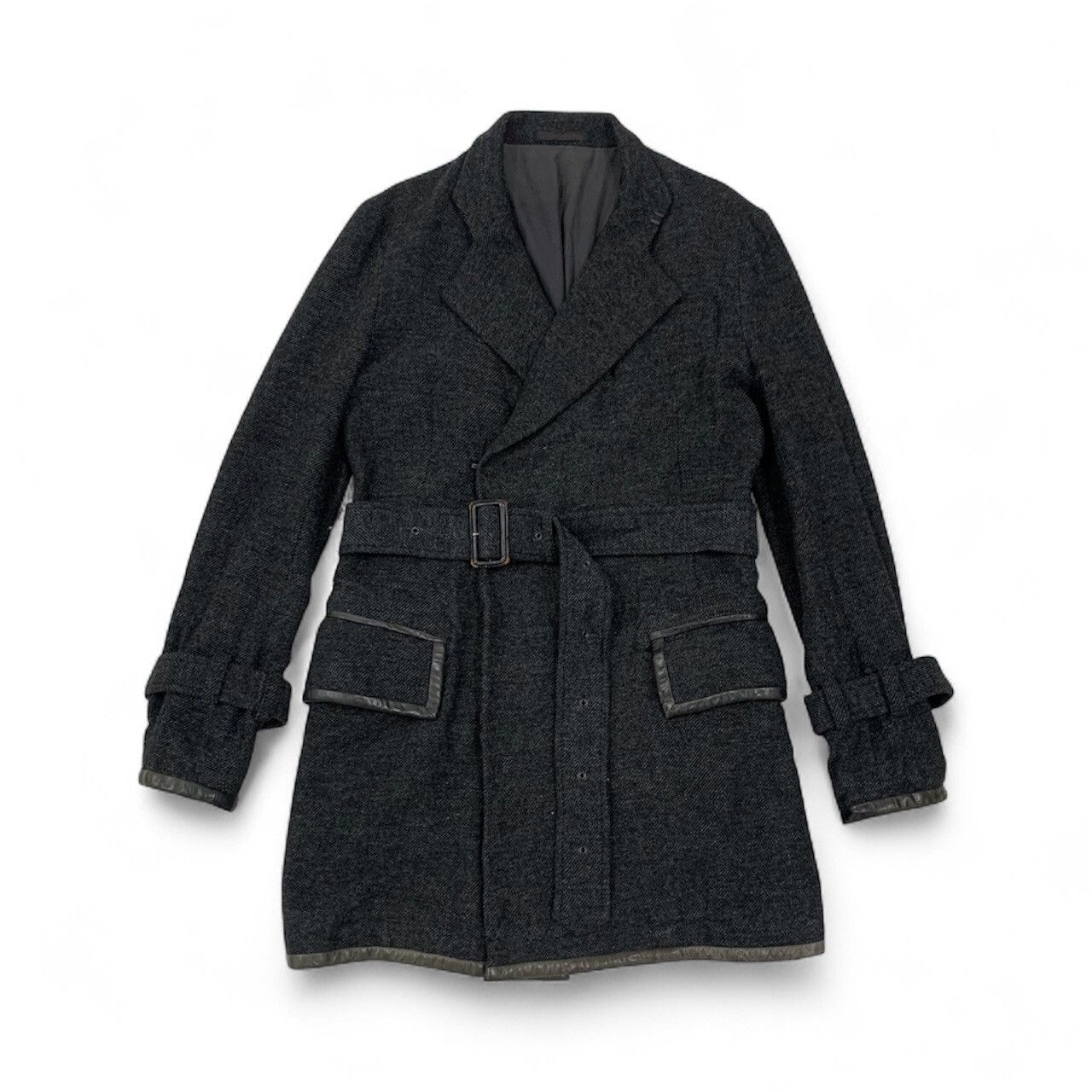 Yohji Yamamoto Vintage Y's by Yohji Yamamoto Gabardine Belted Wool Coat Size US M / EU 48-50 / 2 - 4 Thumbnail