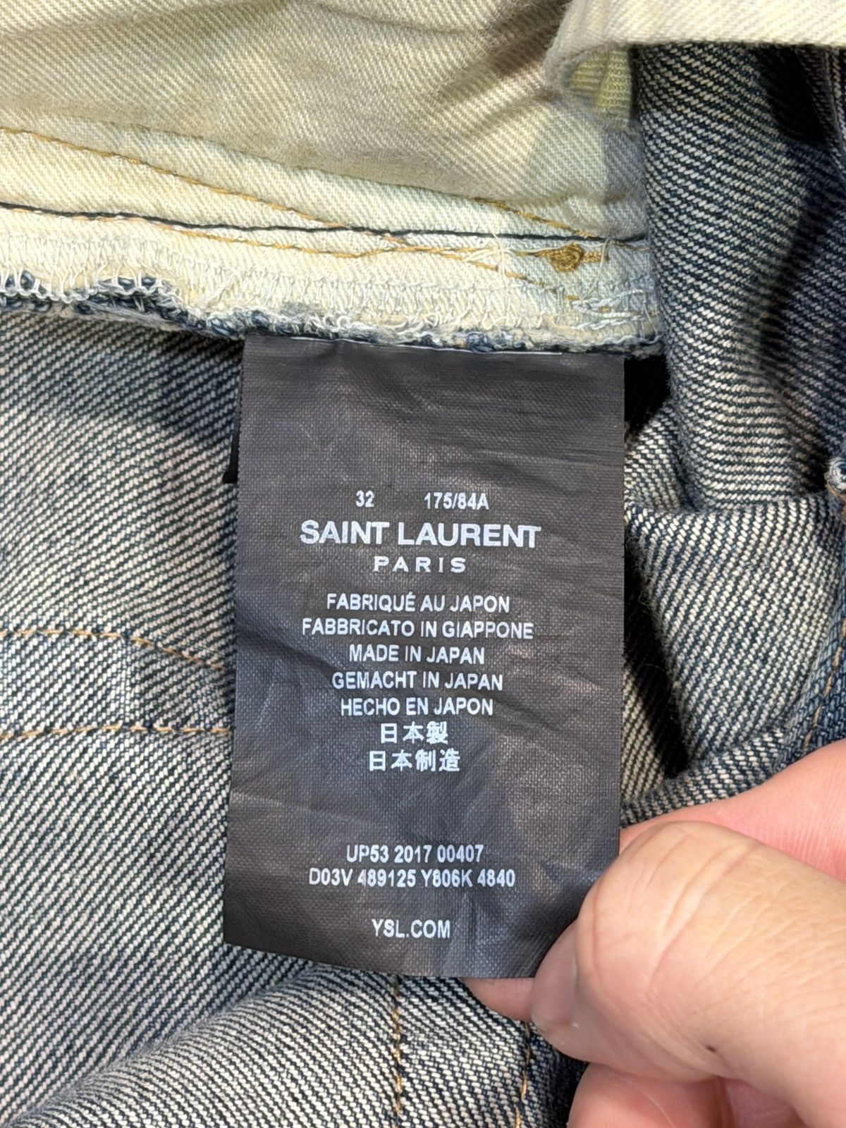 Saint Laurent Paris Medium Wash Knee Blow Out D02 Denim Jeans 32 Size US 36 / EU 52 - 6 Thumbnail