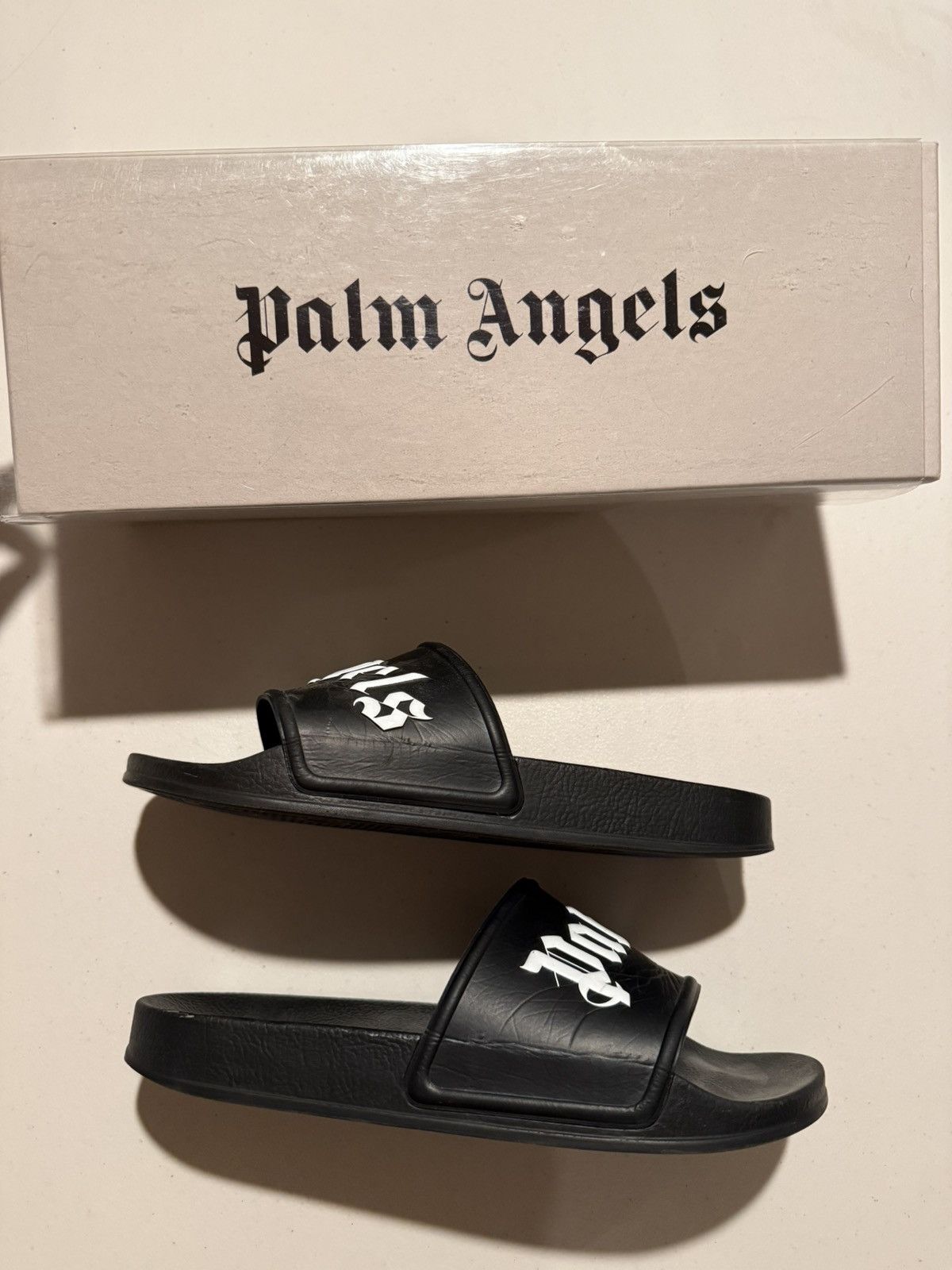 Palm Angels white on black slides | palm angels Size US 8 / EU 41 - 1 Thumbnail