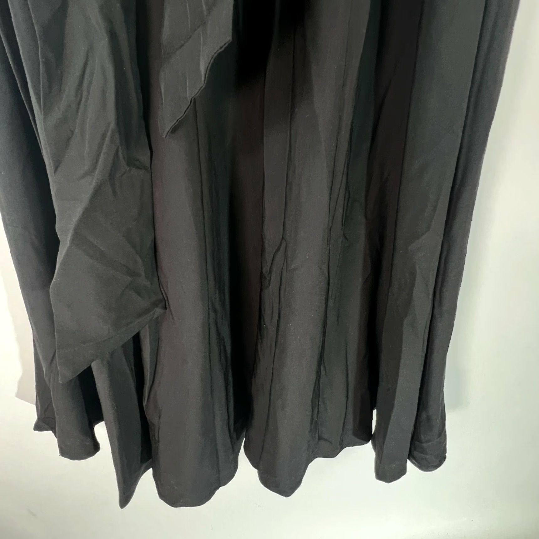 Vintage Black A-Line Midi Skirt for Women, Size XL, Casual, Flat Front, High Tie Waist, Zip Closure, Solid, Classic Theme Size 40" / US 18 - 5 Thumbnail