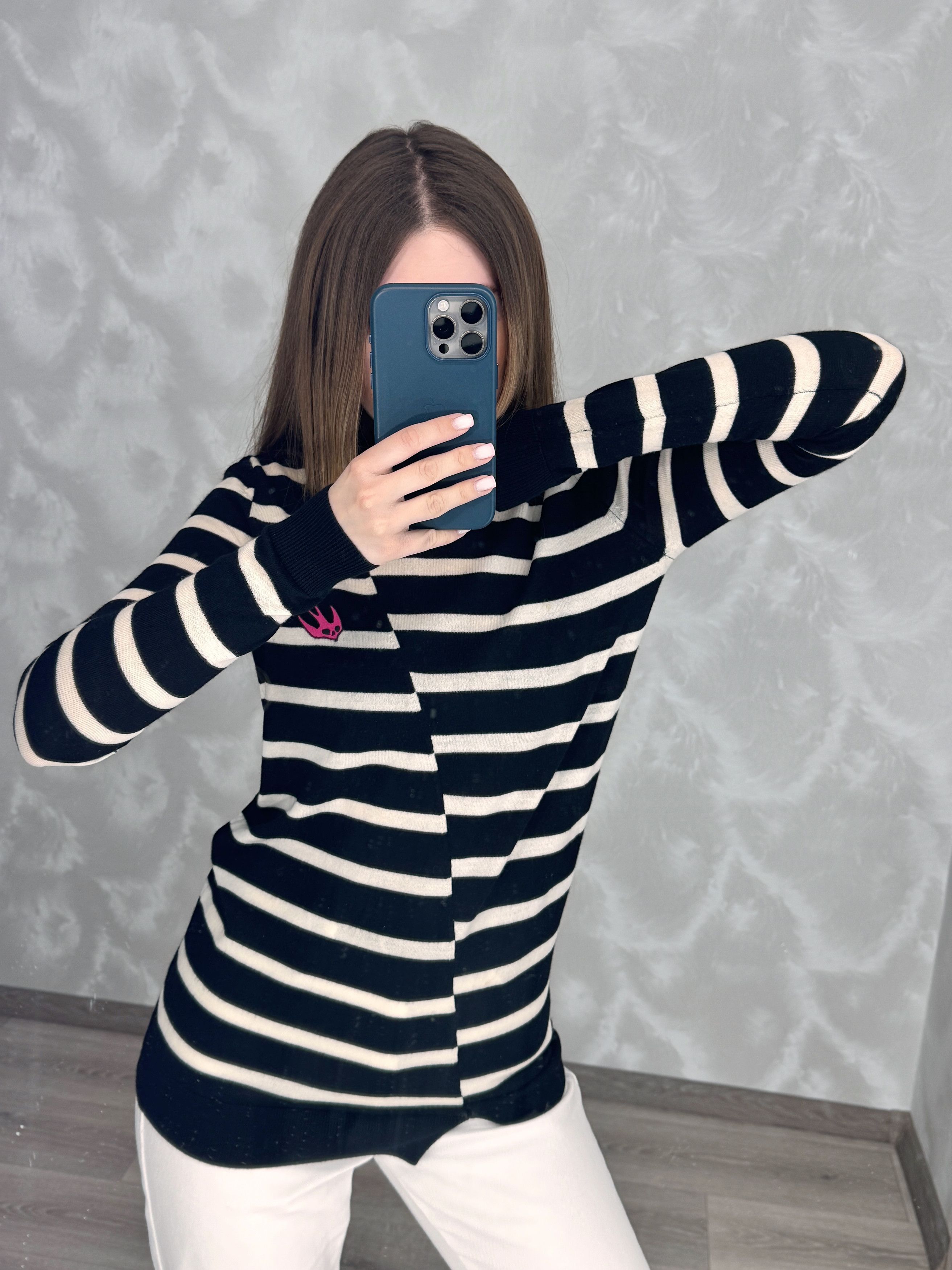 Alexander McQueen × MCQ McQ Alexander McQueen Striped Sweater Embroidered Swallow Size XXS / US 00 / IT 34 - 7 Thumbnail