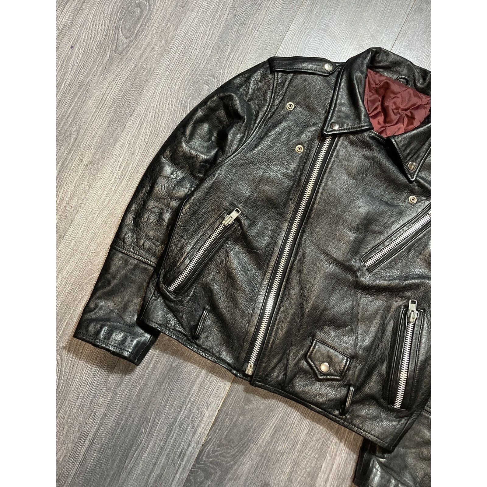 Genuine Leather Vintage 90s Leather Cropped Punk Rock Jacket Size US M / EU 48-50 / 2 - 2 Thumbnail