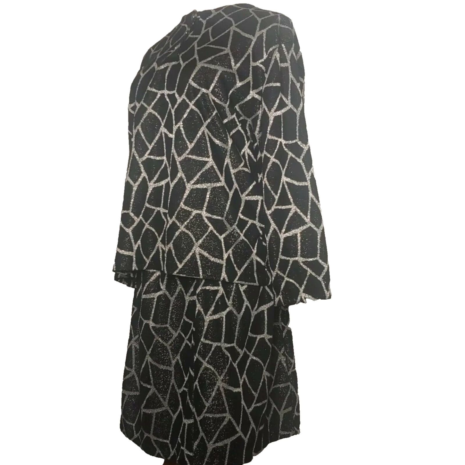 Vintage VINTAGE Quail Crossing Skirt Set Shirt 2 Piece Black Silver Metallic Polyester Womens Large Size L / US 10 / IT 46 - 3 Thumbnail