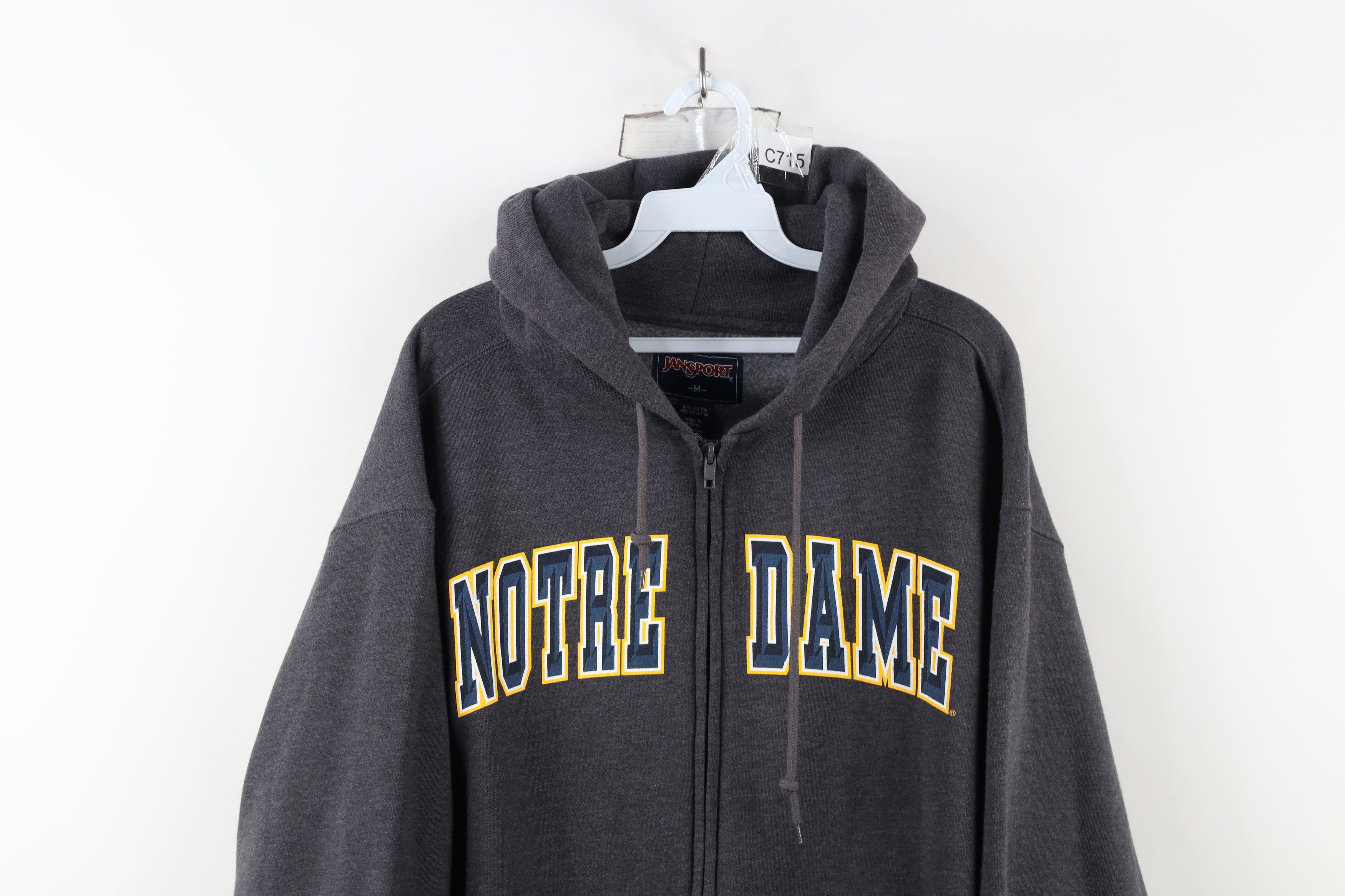 Vintage Vintage 90s Notre Dame University Full Zip Hoodie Sweatshirt Size US M / EU 48-50 / 2 - 2 Thumbnail