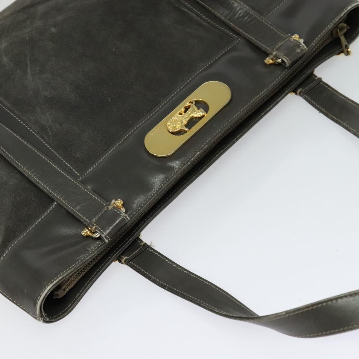 Celine CELINE Hand Bag Suede Leather Gray Gold Size ONE SIZE - 6 Thumbnail