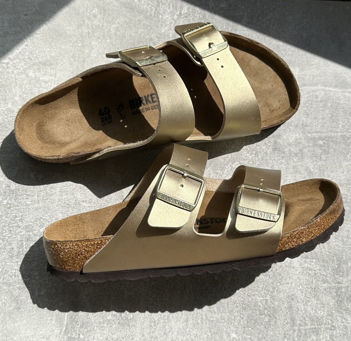 Birkenstock Birkenstock Arizona Gold Metallic Sandals Slides 