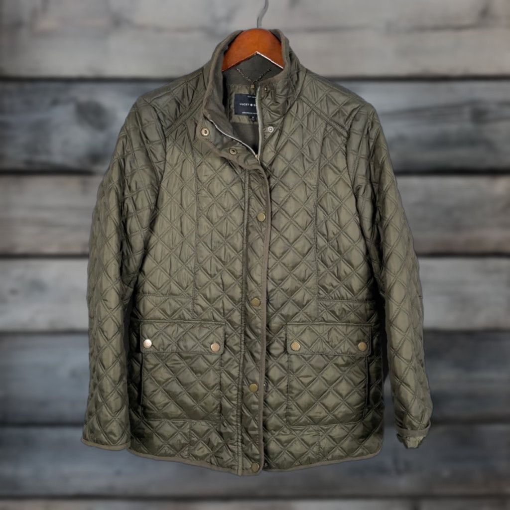 Lucky Brand Lucky Brand Bomber Jacket Women Adult Medium Army Green Quilted Full Zip Pockets 90s Army Style Size M / US 6-8 / IT 42-44 - 1 Thumbnail