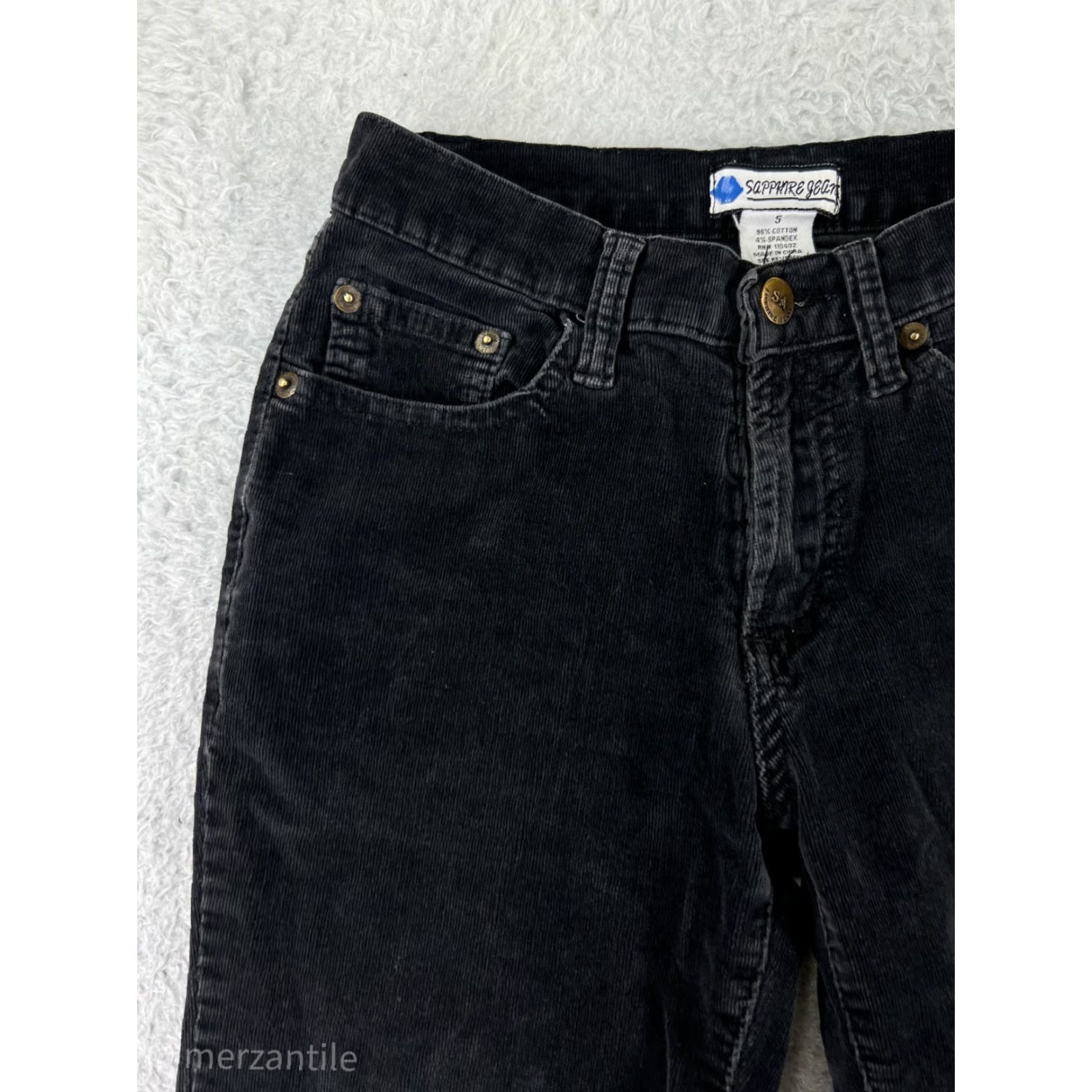 Vintage Sapphire Jeans Pants Womens 5 Black Corduroy Cotton Blend Stretch Bootcut Size 27" / US 4 / IT 40 - 7 Thumbnail