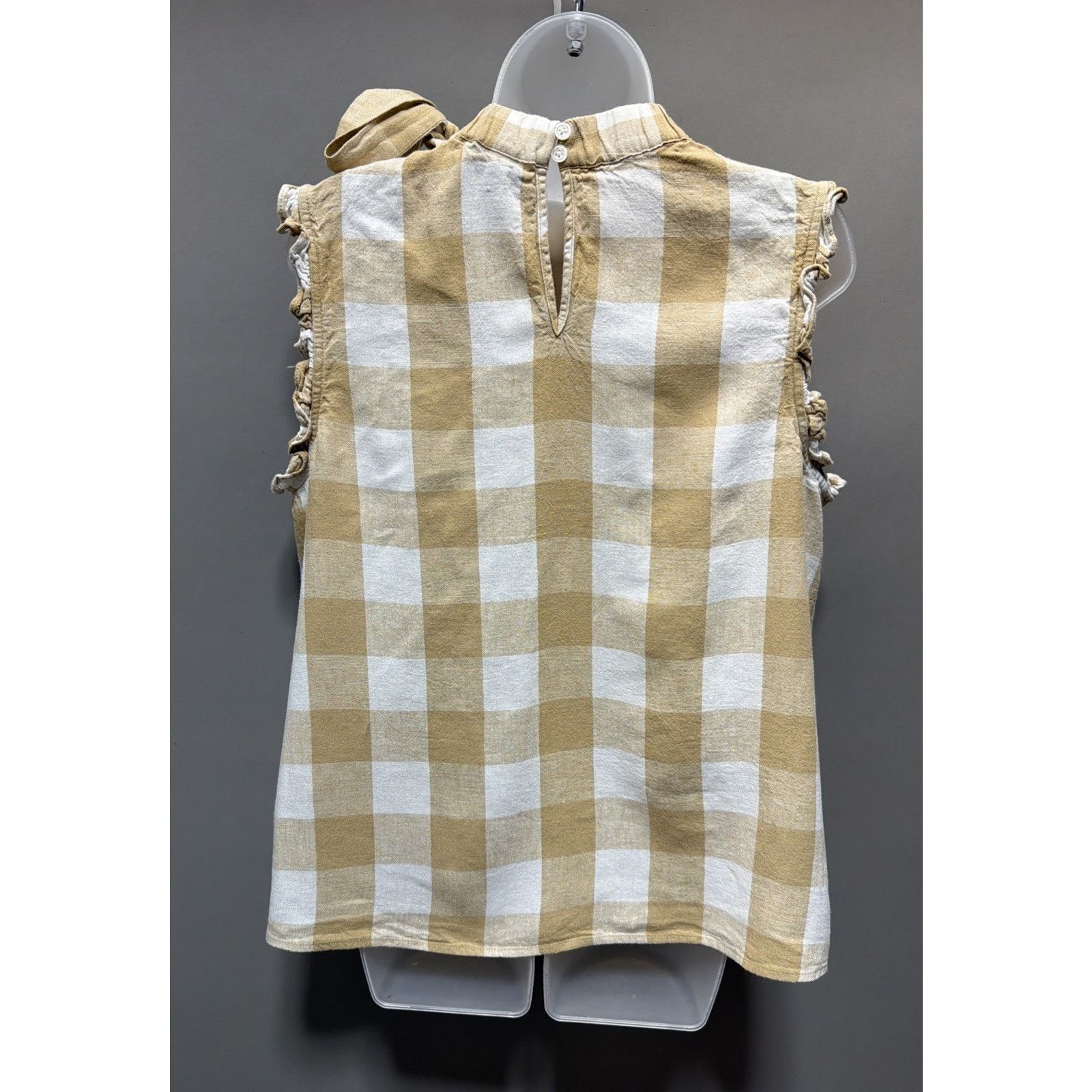 WhoWhat Who What Wear Women's Plaid Linen Sleeveless Sz XXL Beige Size XXL / US 16-18 / IT 52-54 - 3 Thumbnail